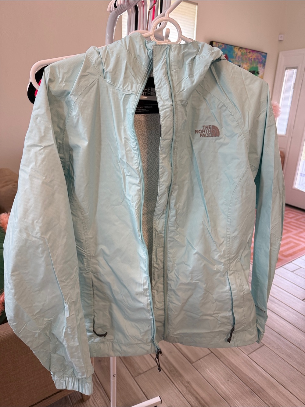 The North Face Light Aqua Packable Hooded Rain Coat